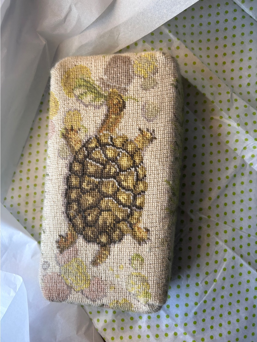 Turtle Graham Rust Design Tortoise in Foliage Needlepoint Doorstop Brick Cover - Picture 11 of 11